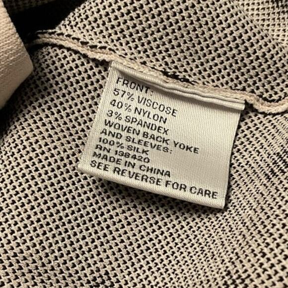 EUC Per Se by Carlisle Window Pane Plaid Cream Black top w/ Semi Sheer Sleeve XL - Picture 7 of 8